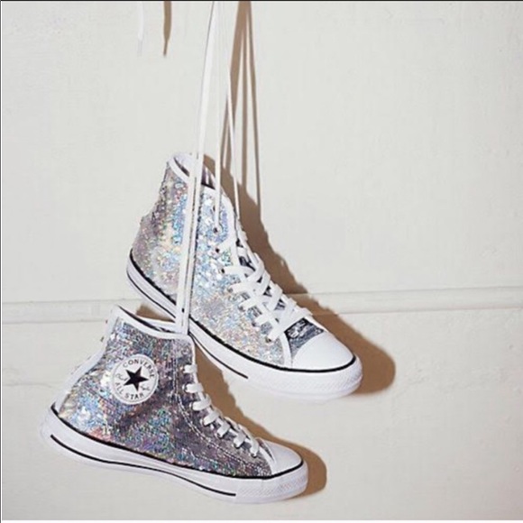 converse silver sequin